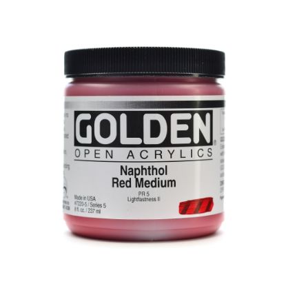 Picture of Golden OPEN Acrylic Paint, 8 Oz Jar, Naphthol Red Medium