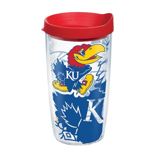 Picture of Tervis Genuine NCAA Tumbler With Lid, Kansas Jayhawks, 16 Oz, Clear