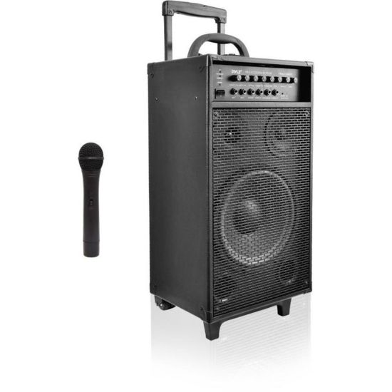 Picture of PylePro PWMA1080IBT Public Address System - 800 W Amplifier - 3 Audio Line In - Battery Rechargeable - 8 Hour - Black