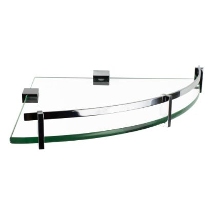 Picture of Mount-It! MI-824A Corner Glass Shelf With Chrome Rail, 4in x 9-13/16in