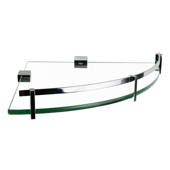 Picture of Mount-It! MI-824A Corner Glass Shelf With Chrome Rail, 4in x 9-13/16in