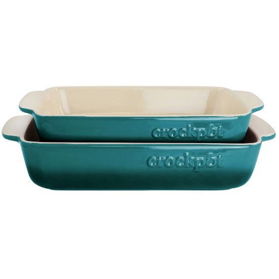 Picture of Gibson Crock Pot Artisan 2-Piece Stoneware Bake Pan Set, Teal