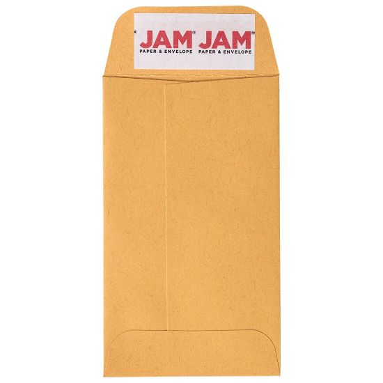 Picture of JAM Paper Coin Envelopes, #3, Peel & Seal, Brown, Pack Of 50 Envelopes