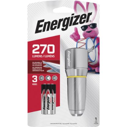 Picture of Energizer Vision HD Compact Flashlight - LED - 270 lm Lumen - 3 x AA - Battery - Metal - Chrome - 1 Each