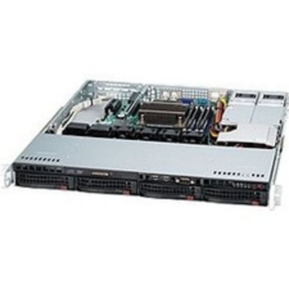 Picture of Supermicro SuperChassis 813MFTQC-R407CB - Rack-mountable - Black - 1U - 4 x Bay - 4 x 1.57in x Fan(s) Installed - 2 x 400 W - Power Supply Installed - ATX, Micro ATX Motherboard Supported - 6 x Fan(s) Supported - 4 x External 3.5in Bay - 1x Slot(s)