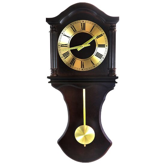 Picture of Bedford Clocks Wall Clock, 27-1/2inH x 11-3/4inW x 4-3/16inD, Chocolate Brown