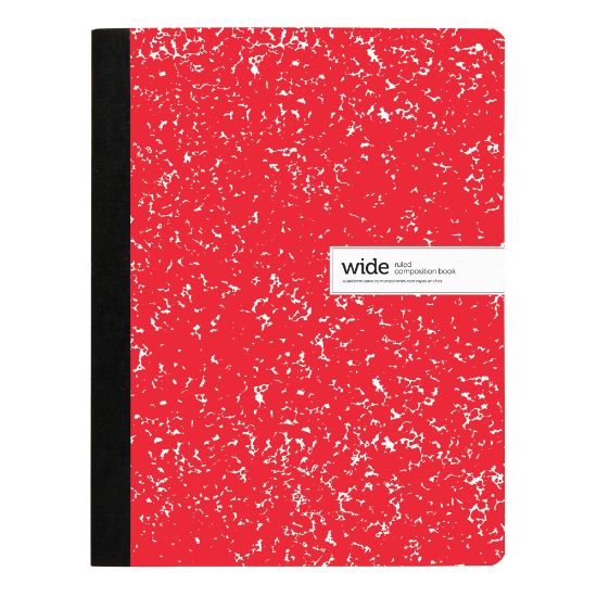 Picture of Office Depot Brand Composition Notebook, 9-3/4in x 7-1/2in, Wide Ruled, 100 Sheets, Red/White