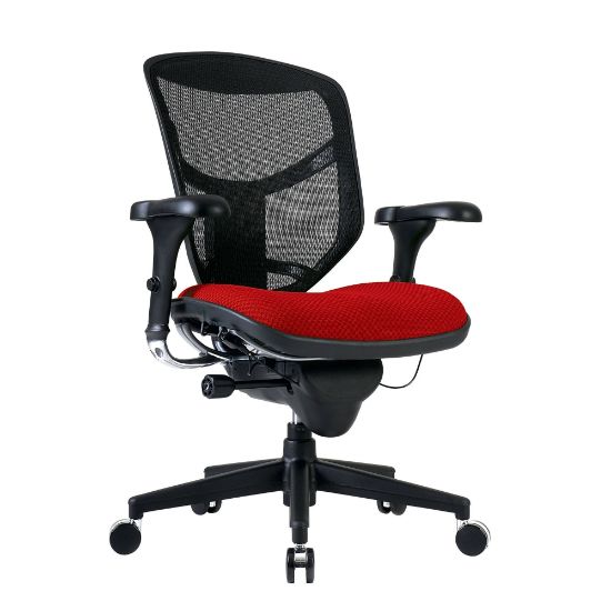 Picture of WorkPro Quantum 9000 Series Ergonomic Mesh/Premium Fabric Mid-Back Chair, Black/Cherry, BIFMA Compliant