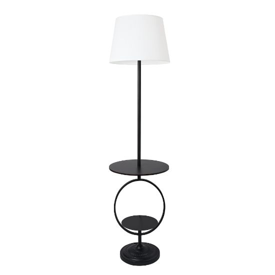 Picture of Elegant Designs Bedside Nightstand End Table 62-3/4inH Dual-Shelf Decorative Floor Lamp, White/Black