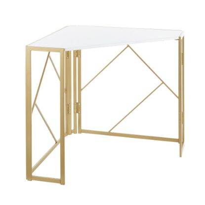 Picture of LumiSource Folia 32inW Corner Desk, Gold/White