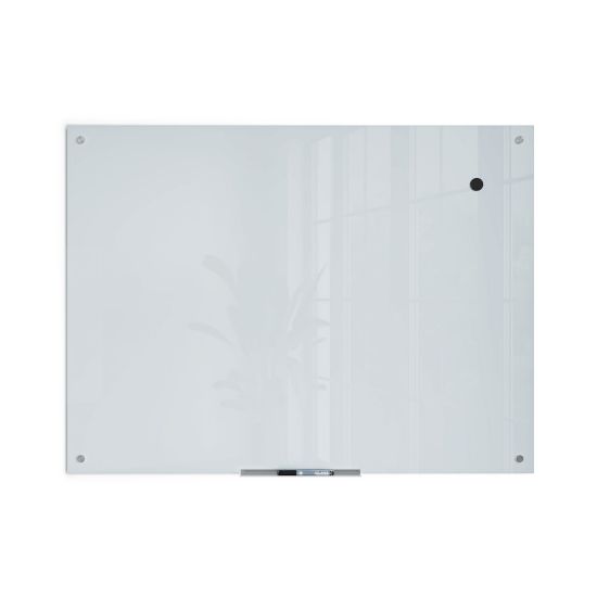 Picture of U Brands Magnetic Glass Dry-Erase Board, 48in X 36in, White Frosted Surface, Frameless, Actual Size 47in X 35in (2299U00-01)