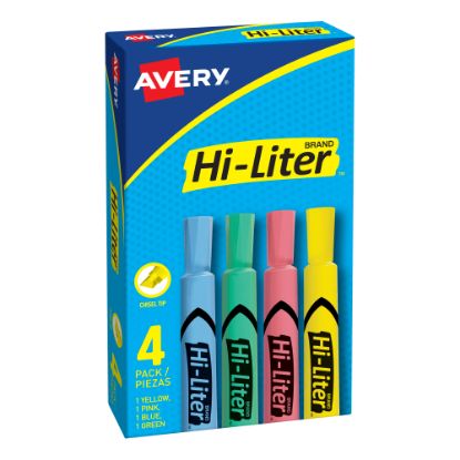 Picture of Avery Hi-Liter Desk-Style Highlighters, Assorted Colors, Box Of 4