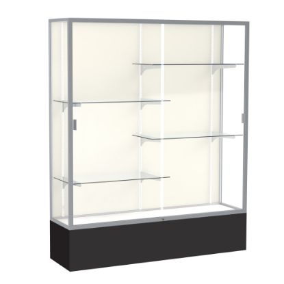 Picture of Waddell Spirit 4-Shelf Floor Display Case, 72inH x 60inW x 16inD, Black Base/Satin Finish