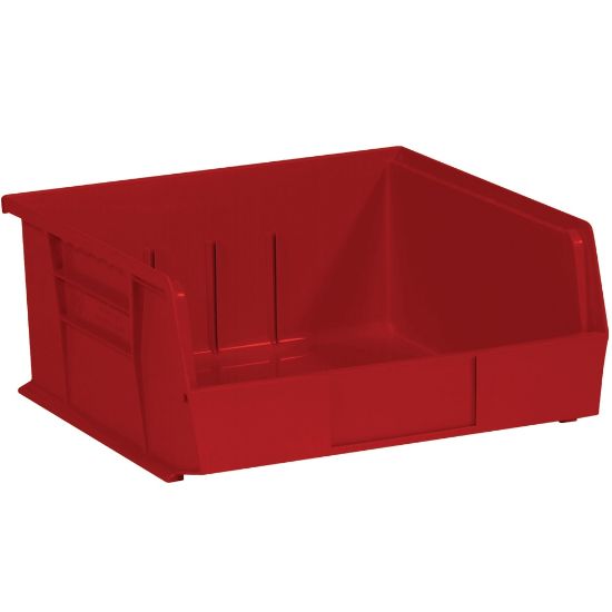 Picture of Partners Brand Plastic Stack & Hang Bin Storage Boxes, Small Size, 5in x 11in x 10 7/8in, Red, Case Of 6