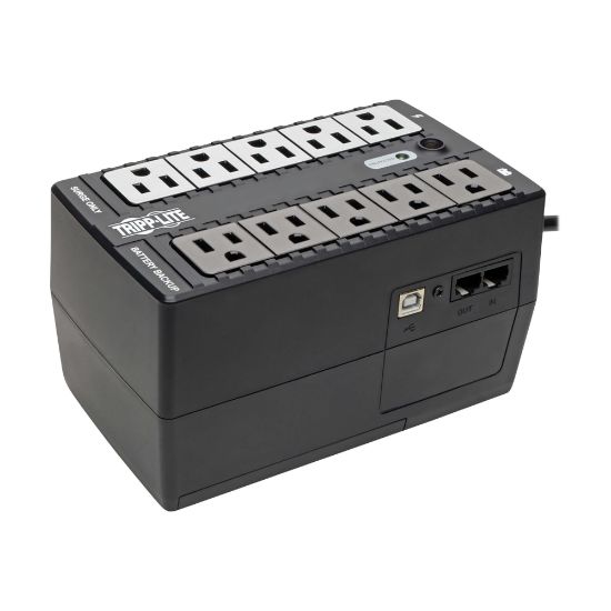 Picture of Tripp Lite UPS 600VA 325W Desktop Battery Back Up Compact 120V USB5-15P Standby 10 Outlet PC - UPS - AC 120 V - 325 Watt - 600 VA - USB - output connectors: 10 - black