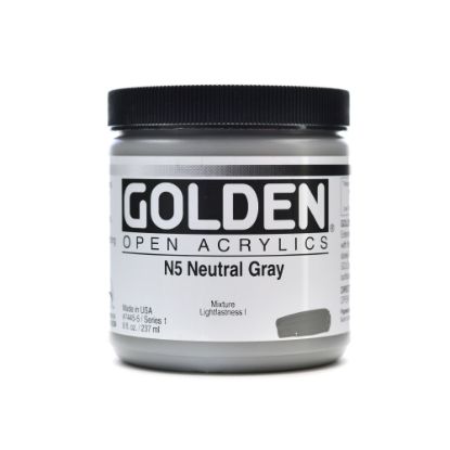 Picture of Golden OPEN Acrylic Paint, 8 Oz Jar, Neutral Gray N5