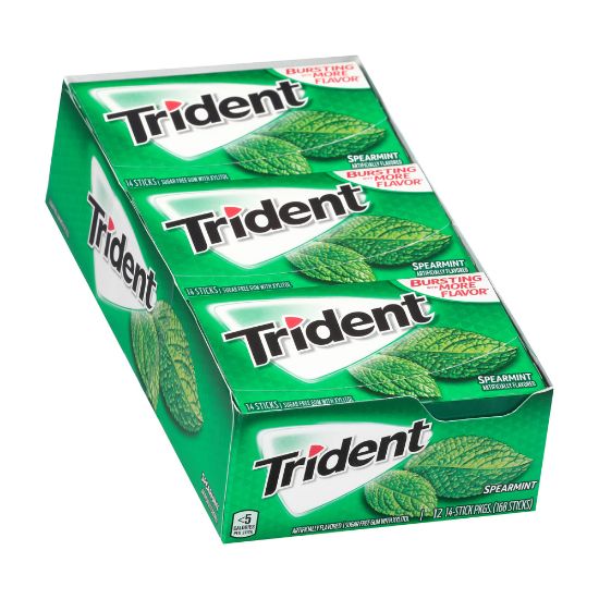 Picture of Trident Sugar-Free Spearmint Gum, 14 Pieces Per Box, Pack Of 12 Boxes