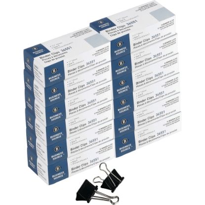 Picture of Business Source Fold-Back Binder Clips, Medium, 1-1/4in Wide, 5/8in Capacity, 12 Clips Per Box, Case Of 120 Boxes