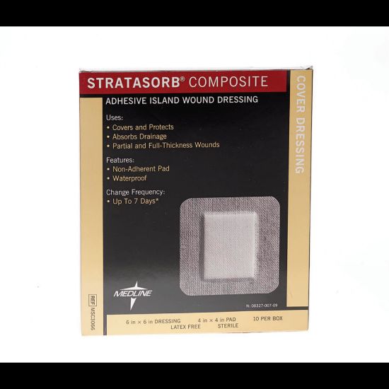 Picture of Medline Stratasorb Composite Island Dressings, 6in x 6in, White, Box Of 10