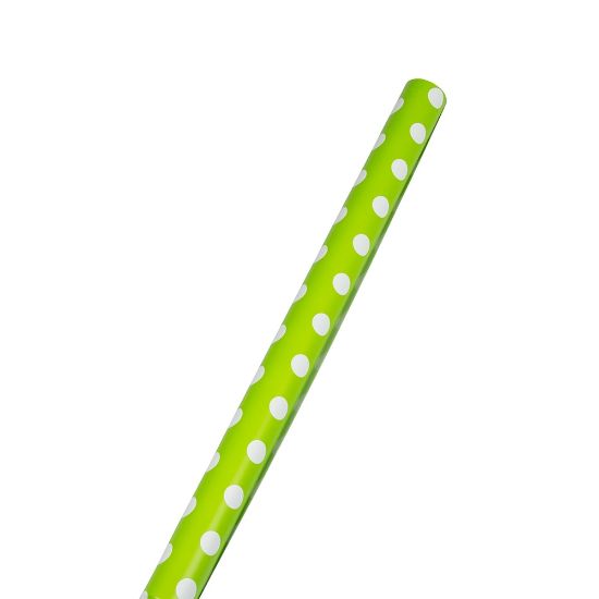 Picture of JAM Paper Wrapping Paper, Polka Dot, 25 Sq Ft, Lime Green & White