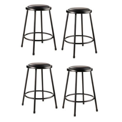 Picture of National Public Seating Vinyl Padded Stools, 24inH, Black, Set of 4