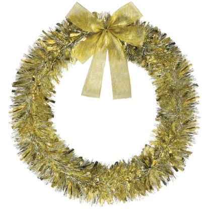 Picture of Amscan Christmas 3-Piece Tinsel Wreath, 16in, Silver/Gold