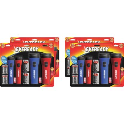 Picture of Eveready LED Flashlight Combo Pack - LED - Bulb - 25 lm LumenD - Battery - Red, Blue - 16 / Carton