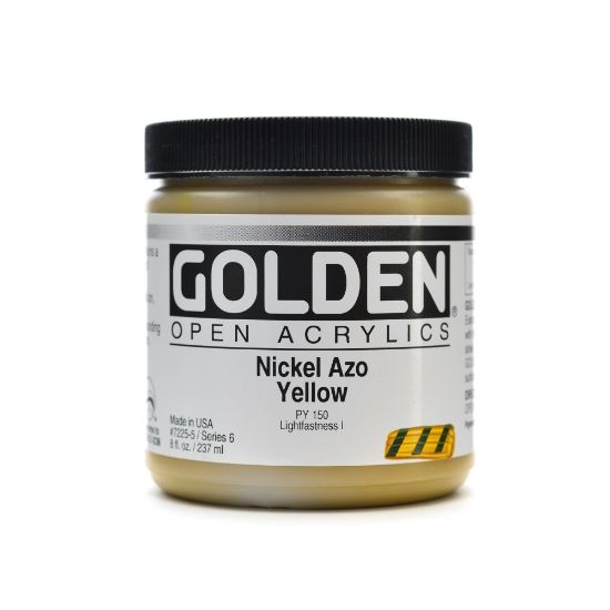 Picture of Golden OPEN Acrylic Paint, 8 Oz Jar, Nickel Azo Yellow