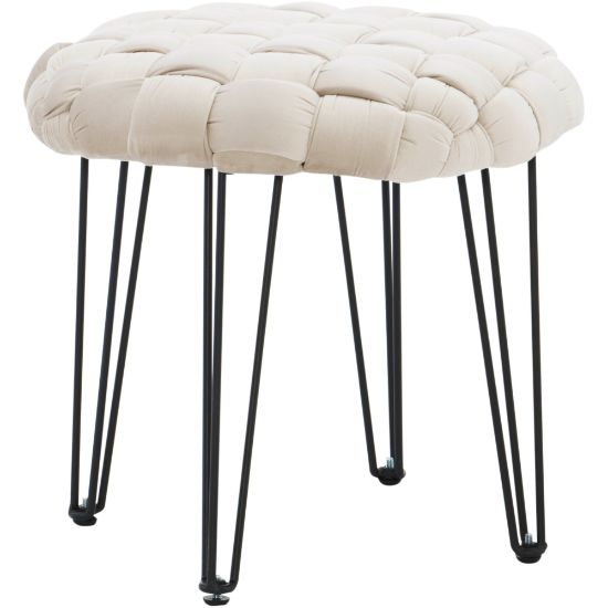 Picture of Powell Banyan Round Fabric Ottoman, Tan/Black