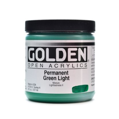 Picture of Golden OPEN Acrylic Paint, 8 Oz Jar, Permanent Green Light