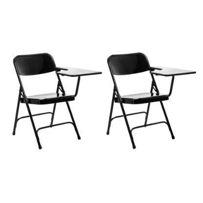 Picture of National Public Seating 5200 Series Tablet Arm Folding Chairs, Left Arm, Black, Pack Of 2 Chairs