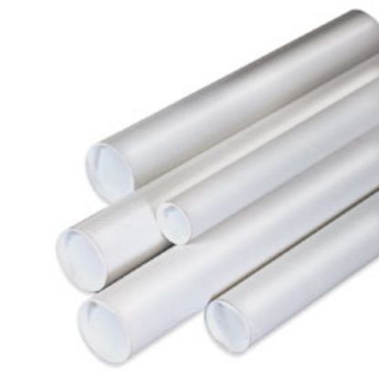 Picture of Partners Brand White Mailing Tubes With Plastic Endcaps, 3in x 15in, 80% Recycled, Pack Of 24