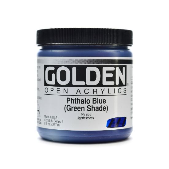 Picture of Golden OPEN Acrylic Paint, 8 Oz Jar, Phthalo Blue (Green Shade)