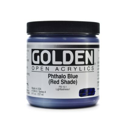 Picture of Golden OPEN Acrylic Paint, 8 Oz Jar, Phthalo Blue (Red Shade)