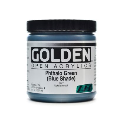 Picture of Golden OPEN Acrylic Paint, 8 Oz Jar, Phthalo Green (Blue Shade)