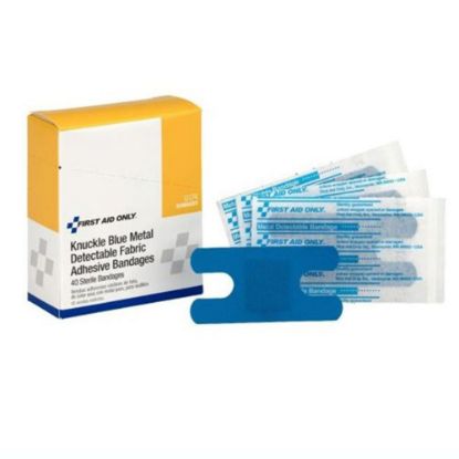 Picture of First Aid Only Metal-Detectable Knuckle Bandages, 1-1/2in x 3in, Blue, Box Of 40 Bandages