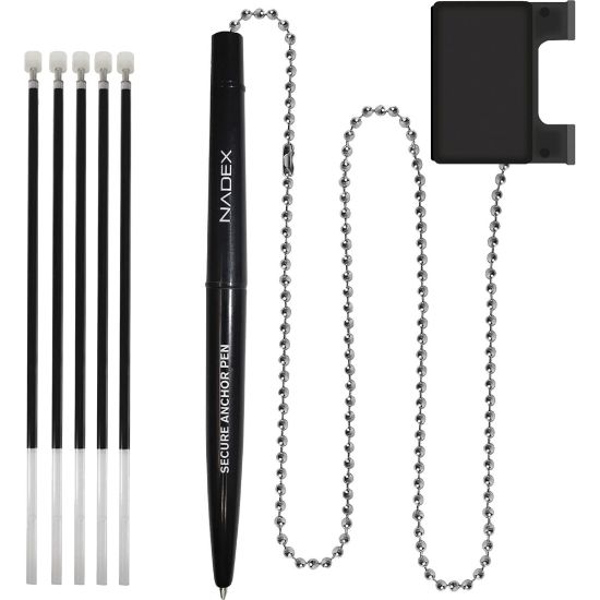 Picture of Nadex Coins Ball and Chain Security Pen Set (1 Pen) - Rubber - Black