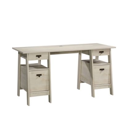 Picture of Sauder Trestle 59inW Executive Computer Desk, Chalked Chestnut