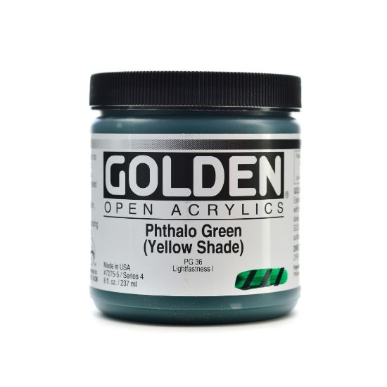 Picture of Golden OPEN Acrylic Paint, 8 Oz Jar, Phthalo Green (Yellow Shade)