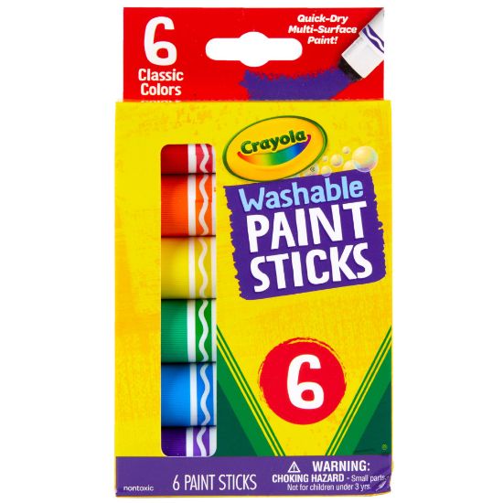 Picture of Crayola Washable Paint Sticks, Assorted Colors, Pack Of 6 Sticks