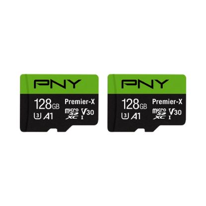 Picture of PNY Premier-X Class 10 U3 V30 100 Mbps microSDXC Flash Memory Cards, Pack Of 2 Memory Cards