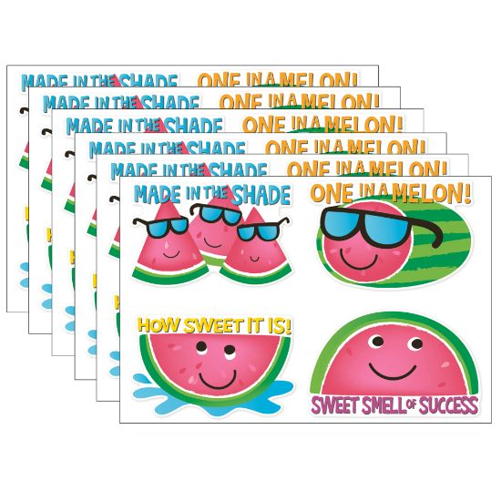 Picture of Eureka Jumbo Scented Stickers, Watermelon, 12 Stickers Per Pack, Set Of 6 Packs