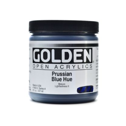 Picture of Golden OPEN Acrylic Paint, 8 Oz Jar, Prussian Blue Hue