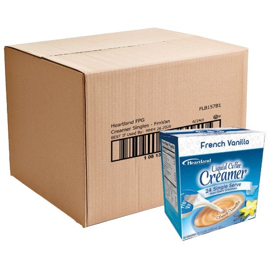 Picture of Heartland Creamers, 0.37 Oz, French Vanilla, Box Of 24 Creamers, Case Of 6 Boxes