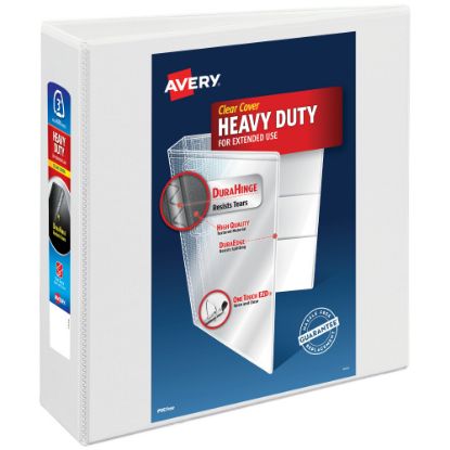 Picture of Avery Heavy-Duty View 3 Ring Binder, 3in One Touch EZD Rings, White, 1 Binder