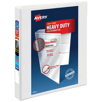 Picture of Avery Heavy-Duty View 3 Ring Binder, 1in One Touch EZD Rings, White, 1 Binder