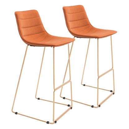 Picture of Zuo Modern Adele Bar Stools, Orange/Gold, Set Of 2 Stools