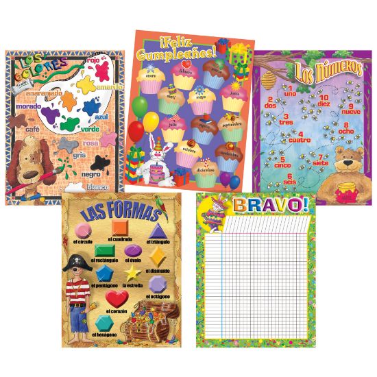 Picture of Barker Creek Chart Set, Spanish, 17in x 22in, Grades Pre-K+, Pack Of 5