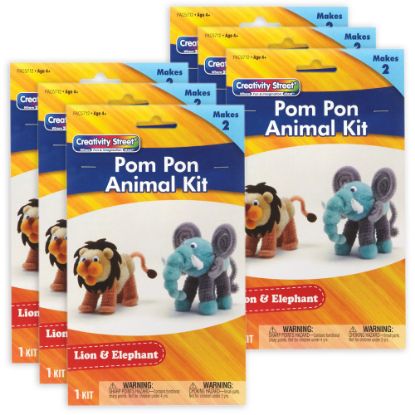 Picture of Creativity Street Pom Pom Animal Kits, Lion & Elephant, 2 Animals Per Kit, Set Of 6 Kits