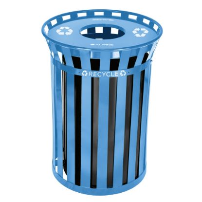 Picture of Alpine Industries Outdoor Metal Recycling Receptacle, 38 Gallons, Blue